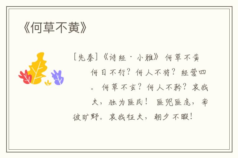  《何草不黄》