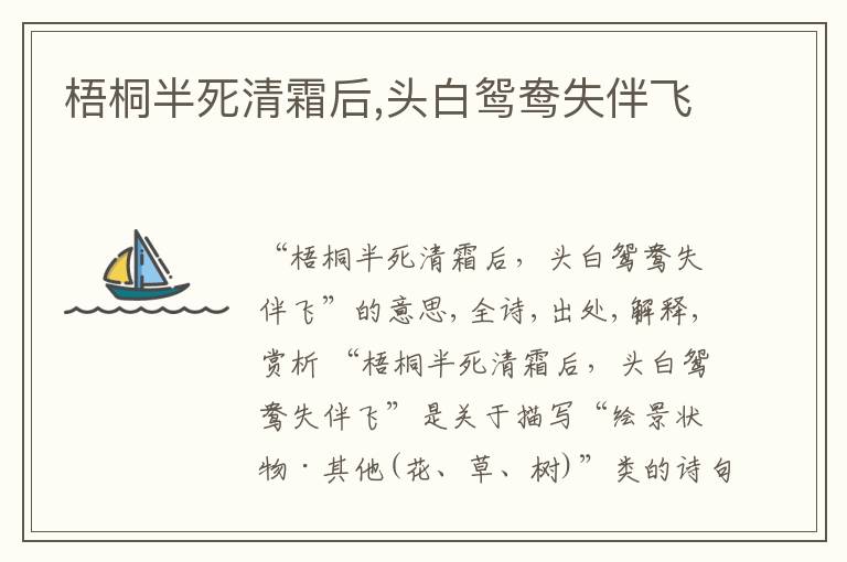  梧桐半死清霜后,头白鸳鸯失伴飞