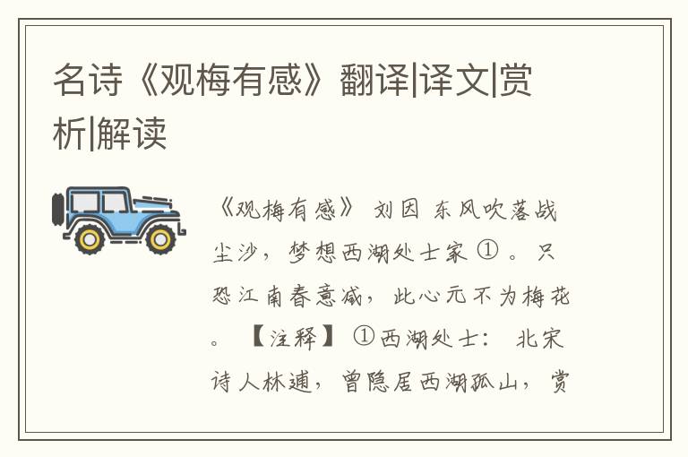  名诗《观梅有感》翻译|译文|赏析|解读