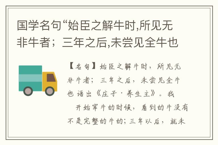  国学名句“始臣之解牛时,所见无非牛者；三年之后,未尝见全牛也”出处和解释
