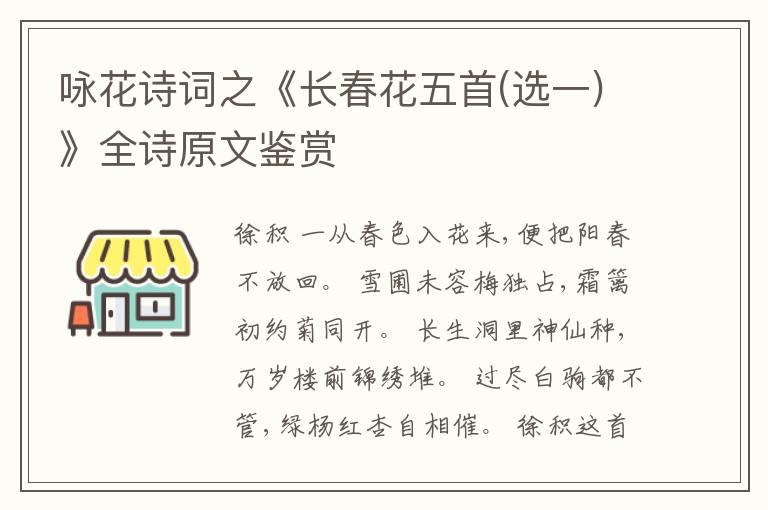  咏花诗词之《长春花五首(选一)》全诗原文鉴赏