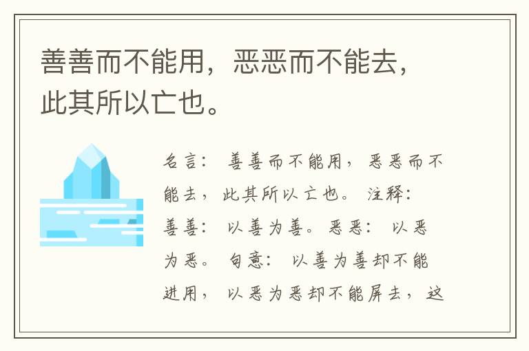  善善而不能用，恶恶而不能去，此其所以亡也。