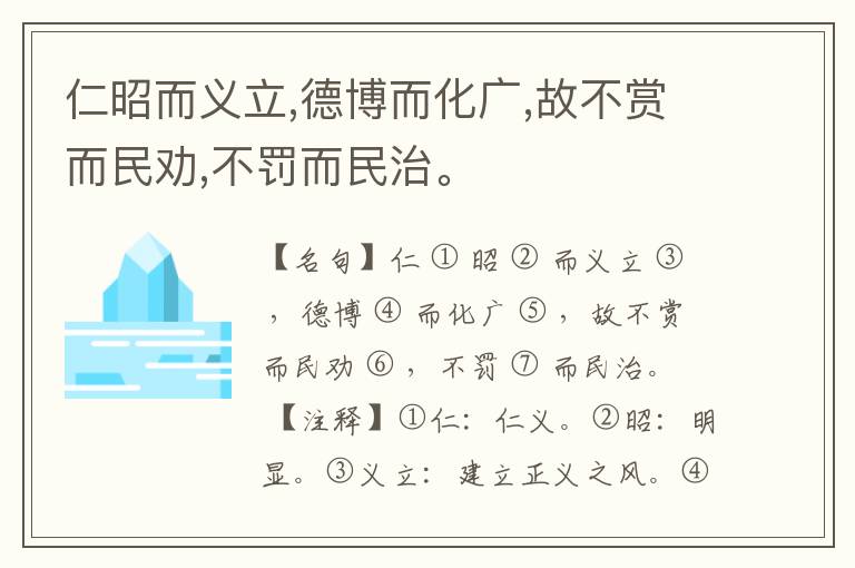  仁昭而义立,德博而化广,故不赏而民劝,不罚而民治。
