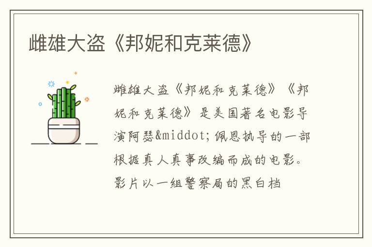  雌雄大盗《邦妮和克莱德》