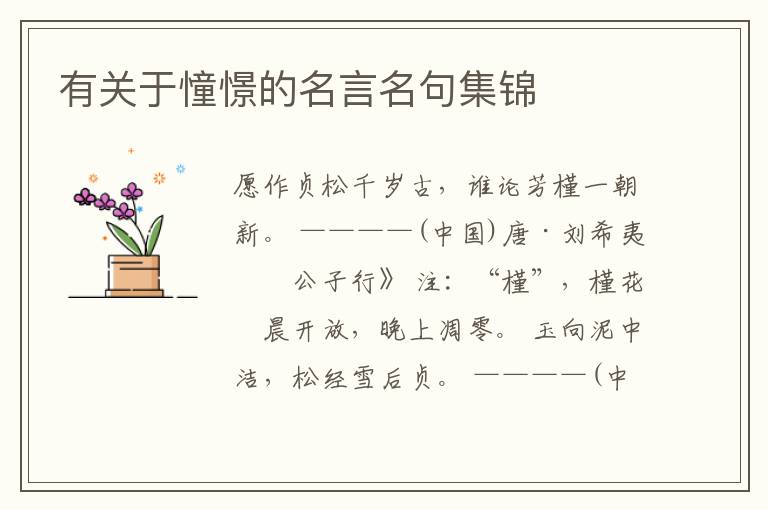  有关于憧憬的名言名句集锦