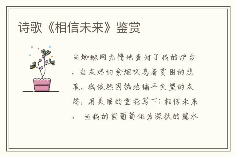  诗歌《相信未来》鉴赏