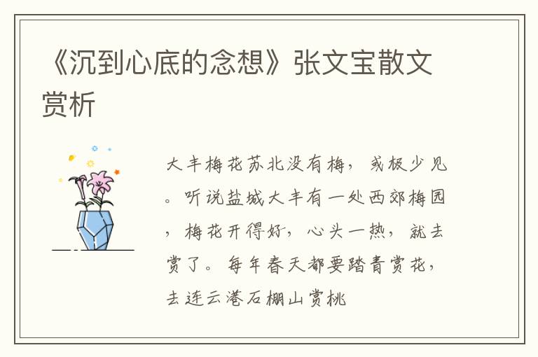  《沉到心底的念想》张文宝散文赏析
