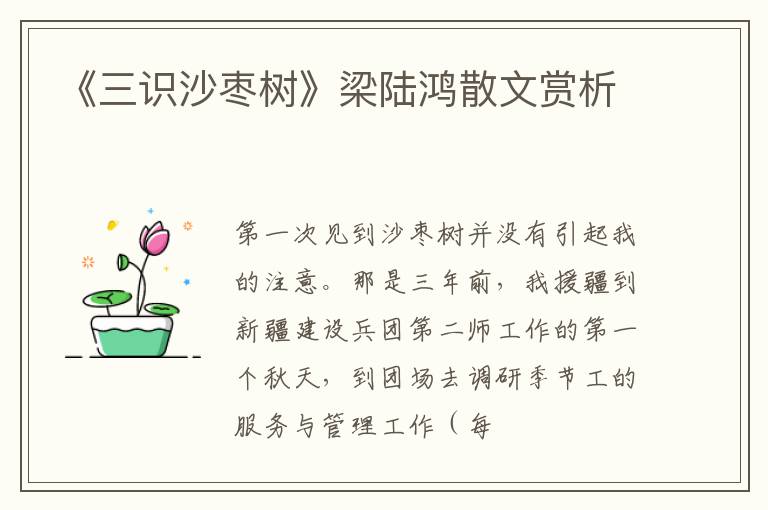  《三识沙枣树》梁陆鸿散文赏析