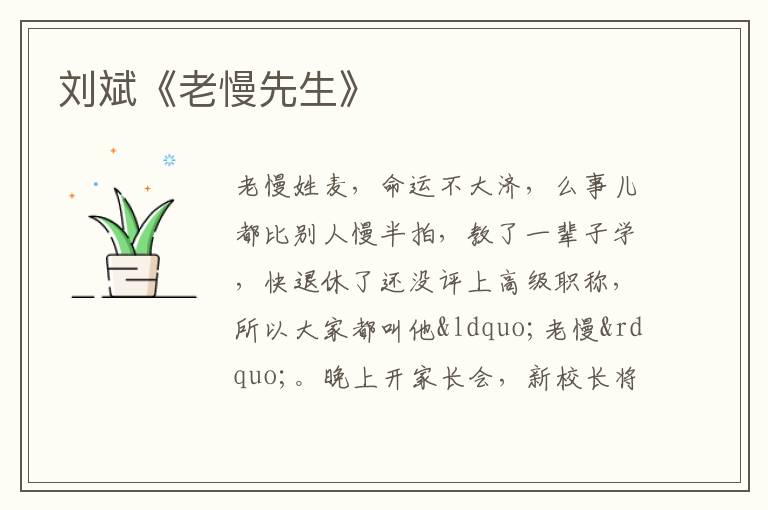  刘斌《老慢先生》