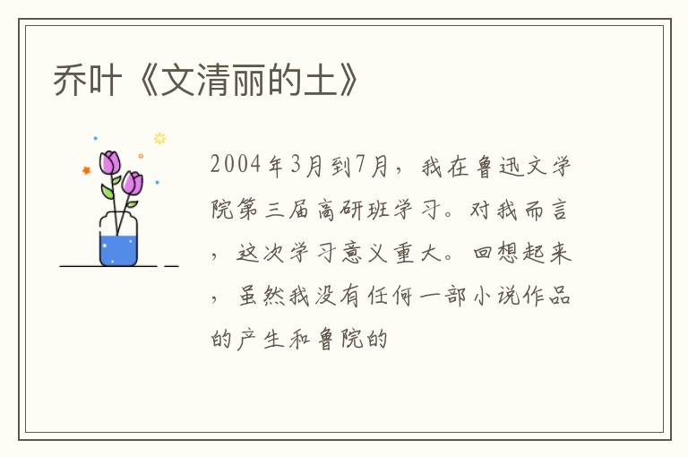  乔叶《文清丽的土》
