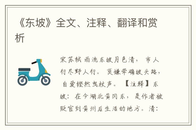  《东坡》全文、注释、翻译和赏析