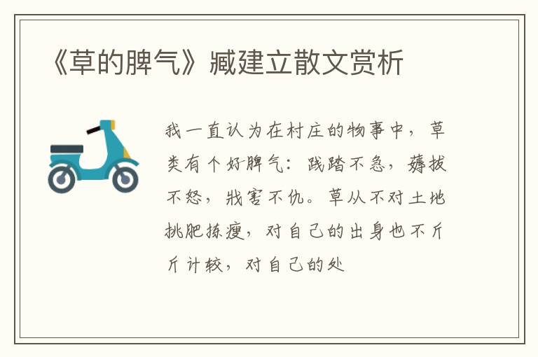  《草的脾气》臧建立散文赏析