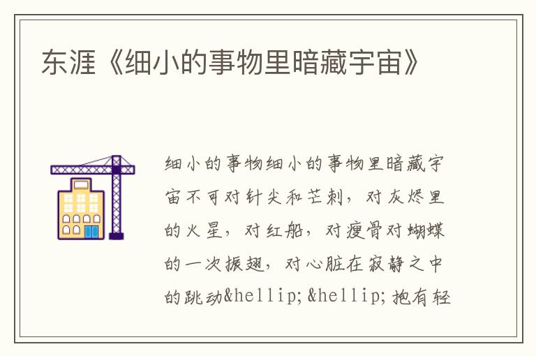  东涯《细小的事物里暗藏宇宙》