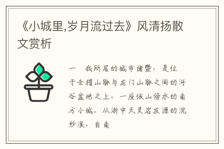  《小城里,岁月流过去》风清扬散文赏析