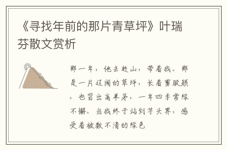  《寻找年前的那片青草坪》叶瑞芬散文赏析