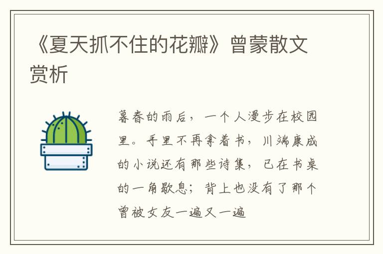  《夏天抓不住的花瓣》曾蒙散文赏析
