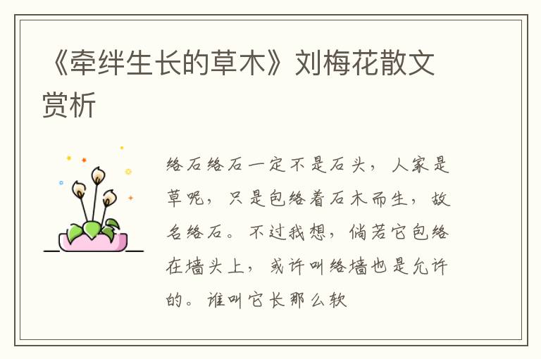  《牵绊生长的草木》刘梅花散文赏析