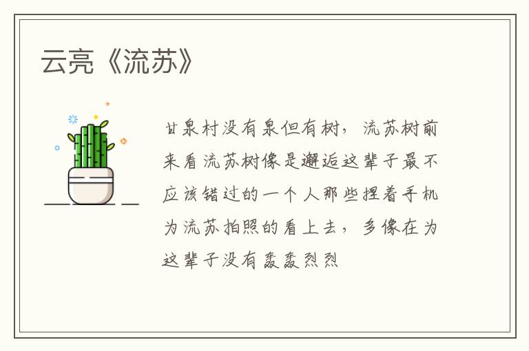  云亮《流苏》