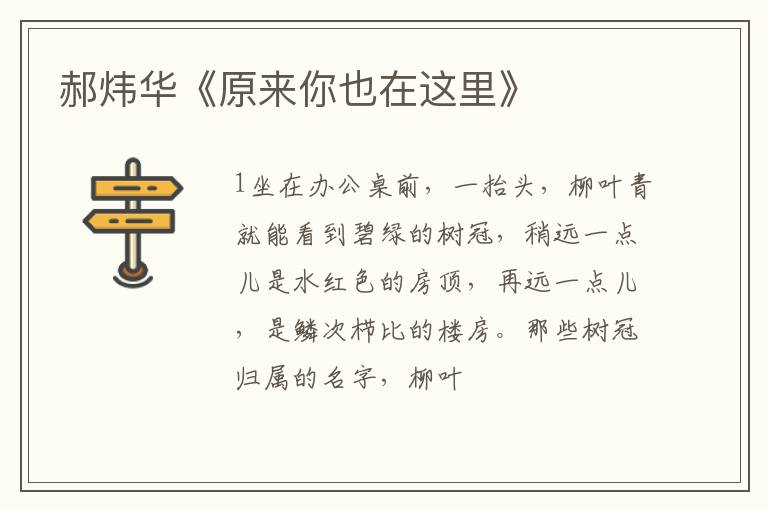 郝炜华《原来你也在这里》