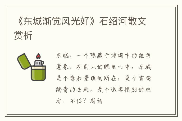  《东城渐觉风光好》石绍河散文赏析