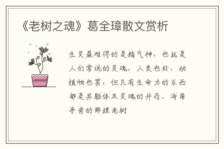 《老树之魂》葛全璋散文赏析