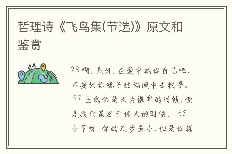  哲理诗《飞鸟集(节选)》原文和鉴赏