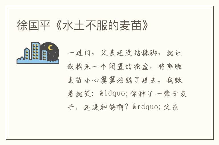  徐国平《水土不服的麦苗》