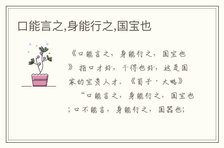  口能言之,身能行之,国宝也