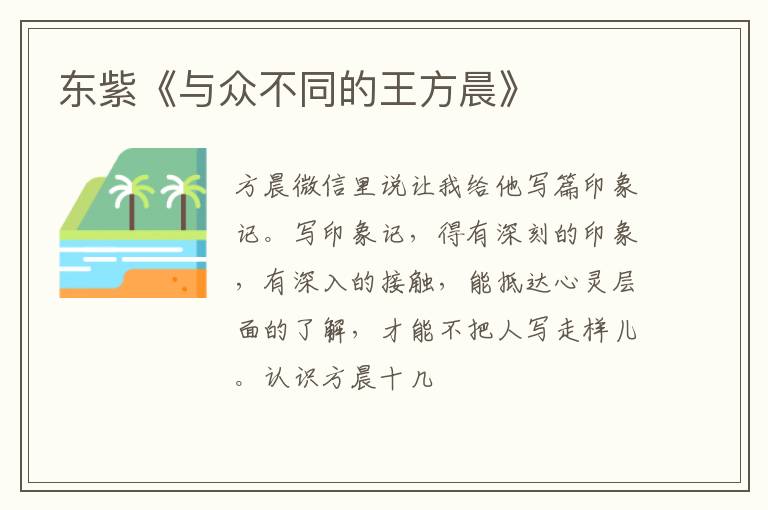  东紫《与众不同的王方晨》