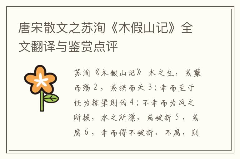  唐宋散文之苏洵《木假山记》全文翻译与鉴赏点评