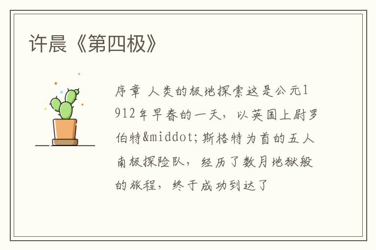  许晨《第四极》