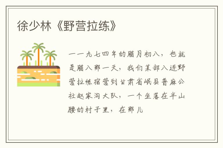  徐少林《野营拉练》