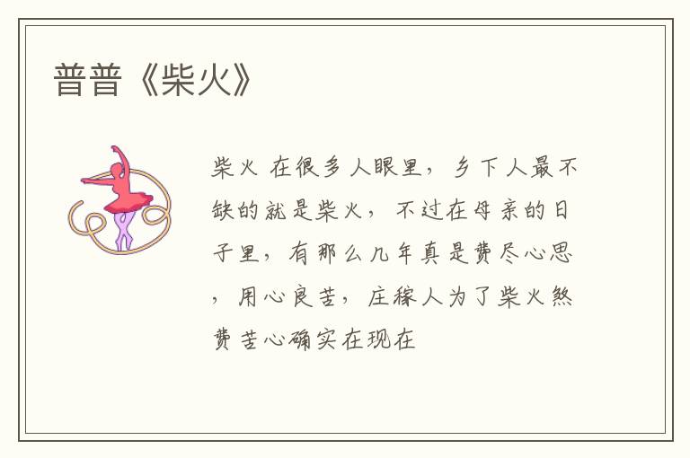  普普《柴火》