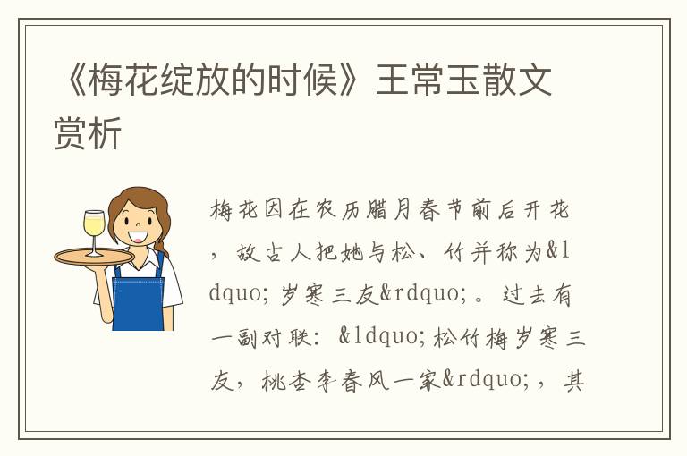  《梅花绽放的时候》王常玉散文赏析