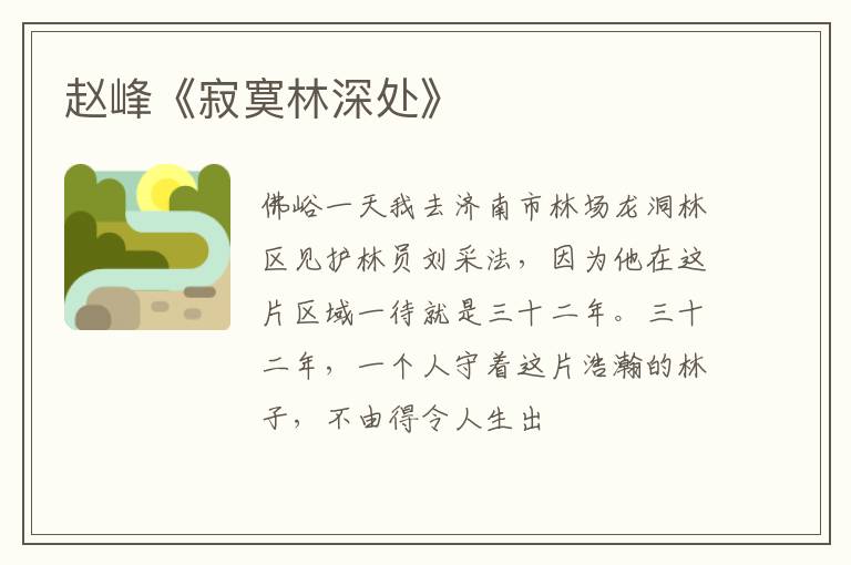  赵峰《寂寞林深处》