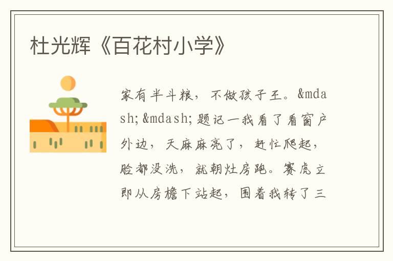  杜光辉《百花村小学》