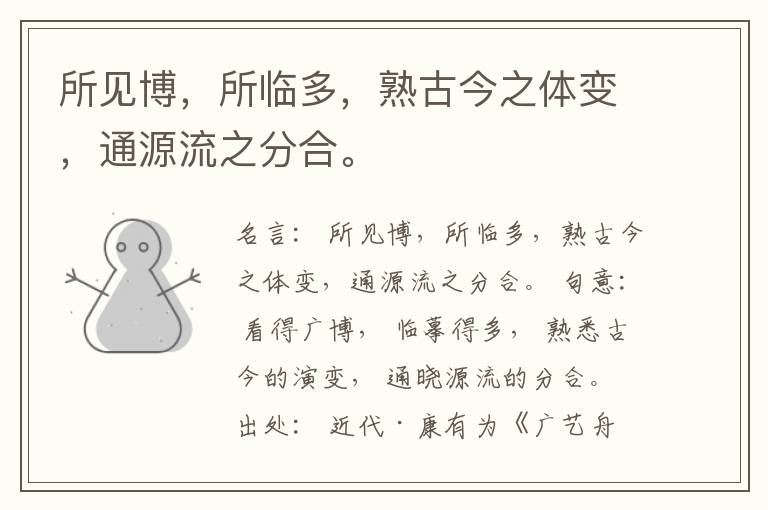  所见博，所临多，熟古今之体变，通源流之分合。
