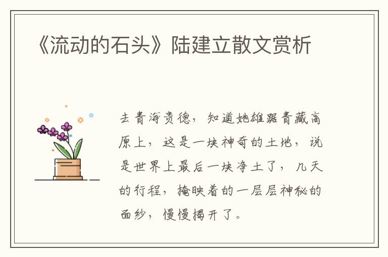  《流动的石头》陆建立散文赏析