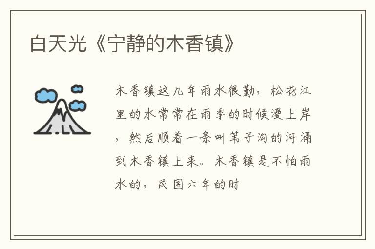  白天光《宁静的木香镇》