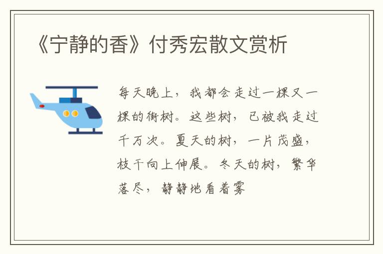  《宁静的香》付秀宏散文赏析