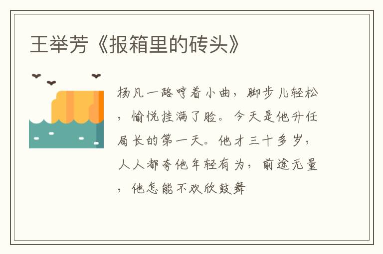  王举芳《报箱里的砖头》