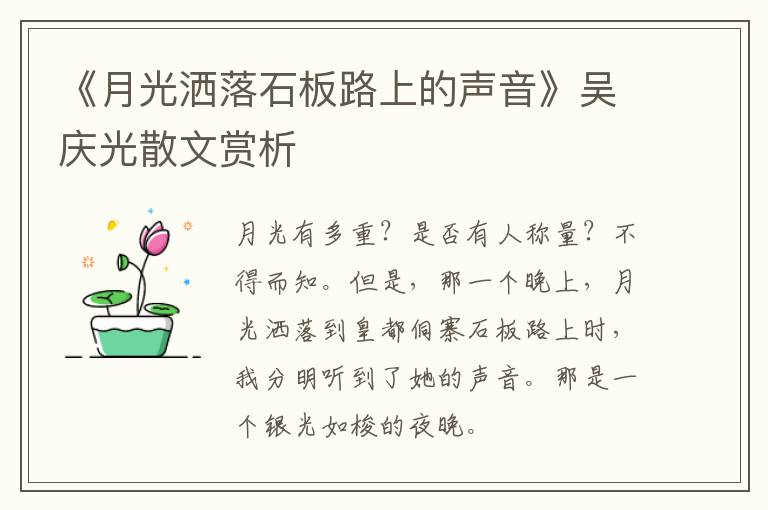  《月光洒落石板路上的声音》吴庆光散文赏析