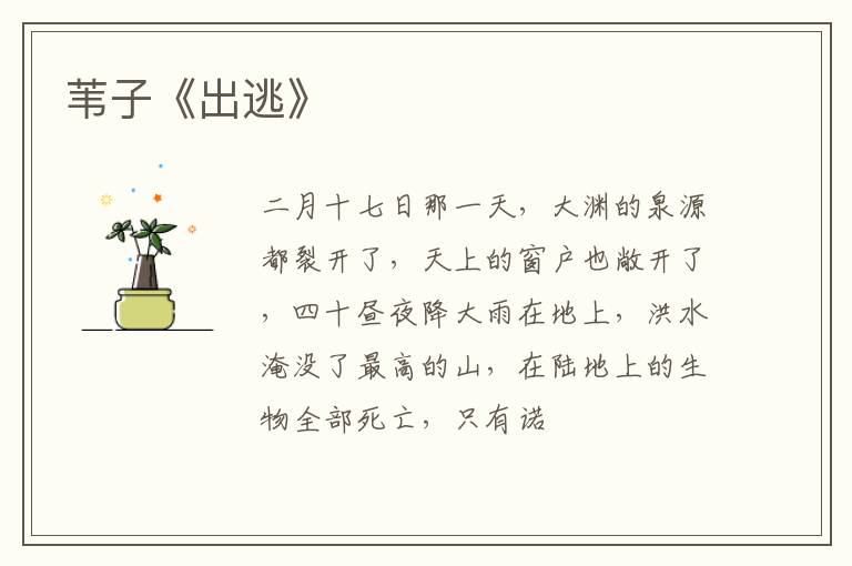  苇子《出逃》