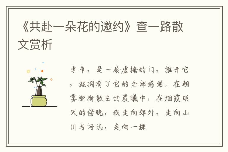  《共赴一朵花的邀约》查一路散文赏析