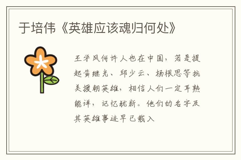  于培伟《英雄应该魂归何处》