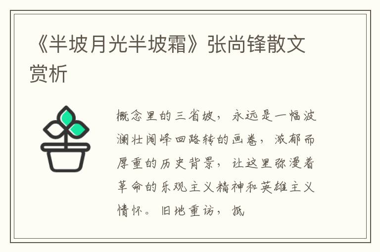  《半坡月光半坡霜》张尚锋散文赏析