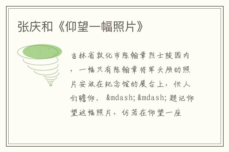  张庆和《仰望一幅照片》