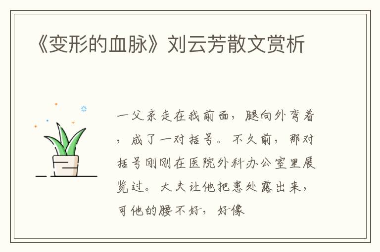  《变形的血脉》刘云芳散文赏析