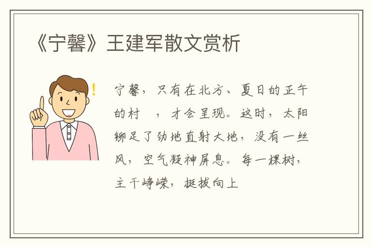  《宁馨》王建军散文赏析