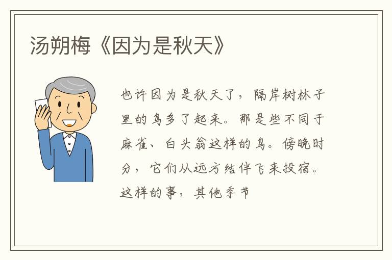  汤朔梅《因为是秋天》